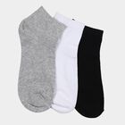 Men's Ankle Length Socks Pack of 3 ( Grey Melange, White, Black ), Black, small