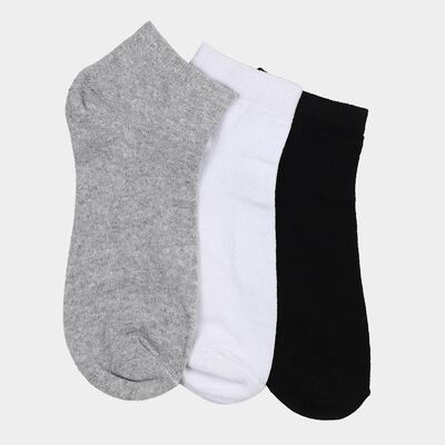 Men's Ankle Length Socks Pack of 3 ( Grey Melange, White, Black )