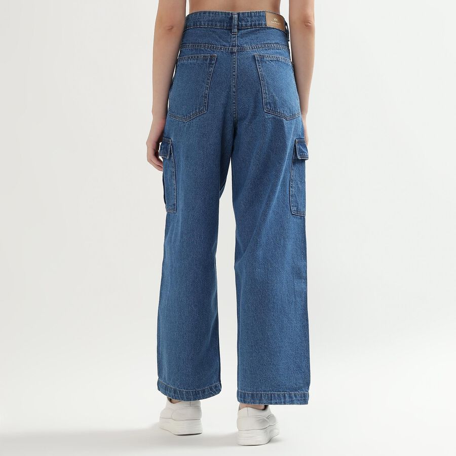 Ladies' 100% Cotton Denim Jeans, मध्यम नीला, large image number null