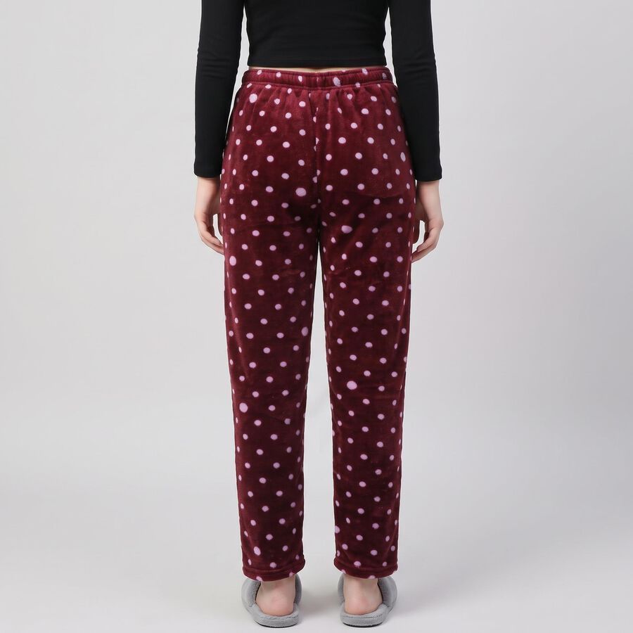 Women's Maroon Straight Fit Polka Dot Printed Pyjama, वाइन, large