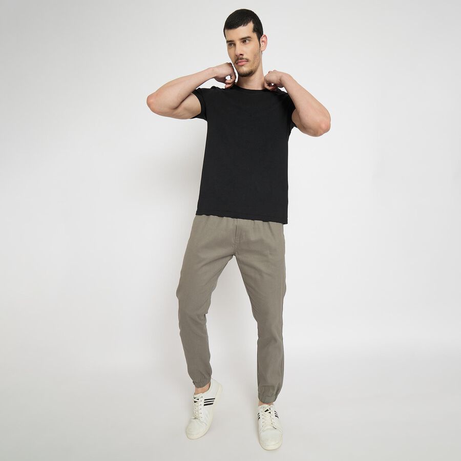 Men's 100% Cotton Slim Fit Casual Trousers , Light Grey, large image number null