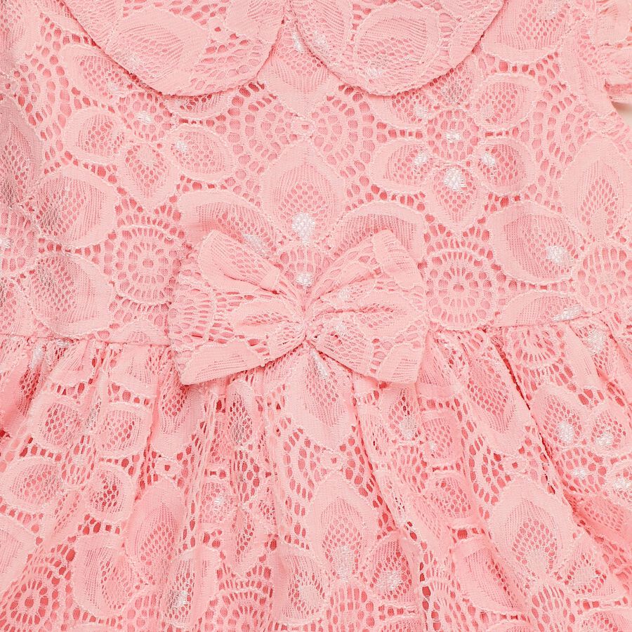 Infants' Soft Pink Floral Lace Party Frock, Light Pink, large