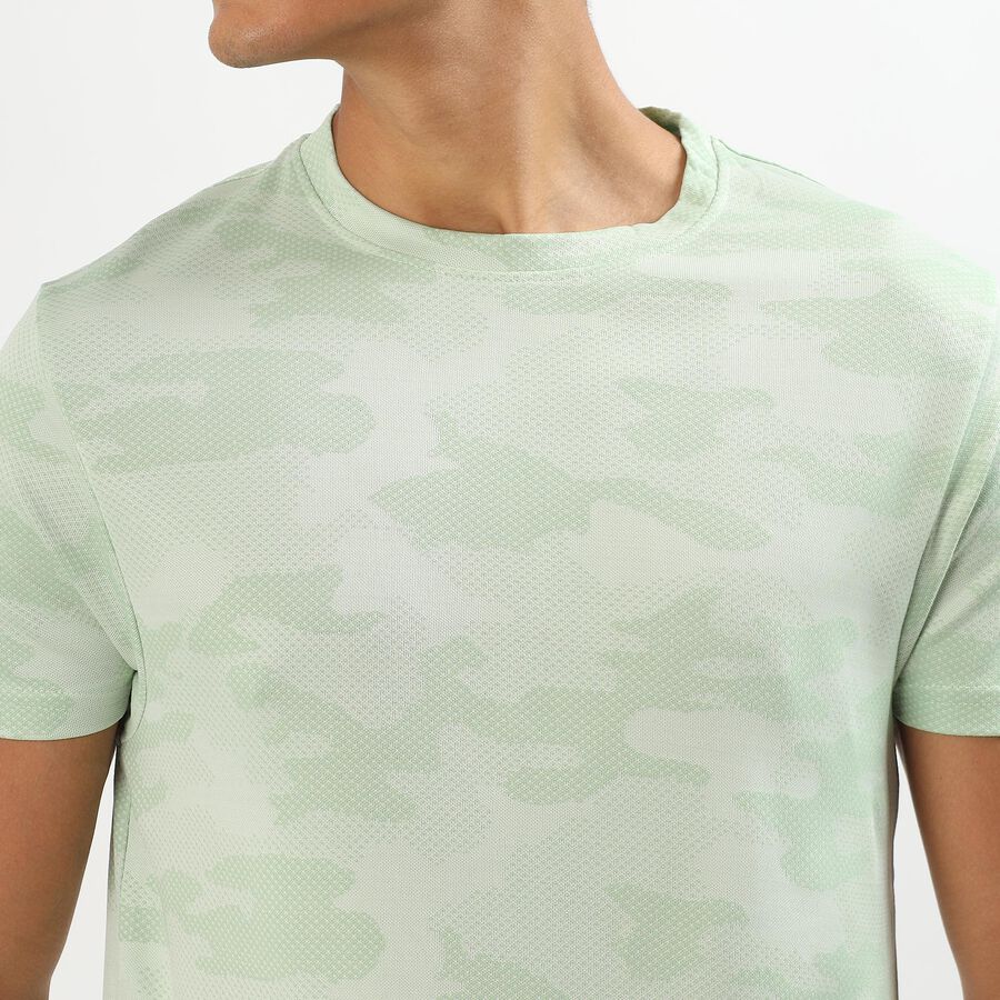 Men's Light Sage Green Crew Neck Athleisure T-Shirt, Light Green, large image number null