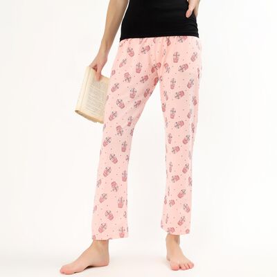 Women's Light Grey Relaxed Fit Cotton Blend Pyjama