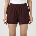 Women's Wine Regular Fit Solid Shorts, वाइन, small