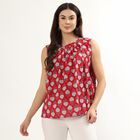 Women's Maroon Cotton Notch Neck Floral Printed Kurti, Maroon, small