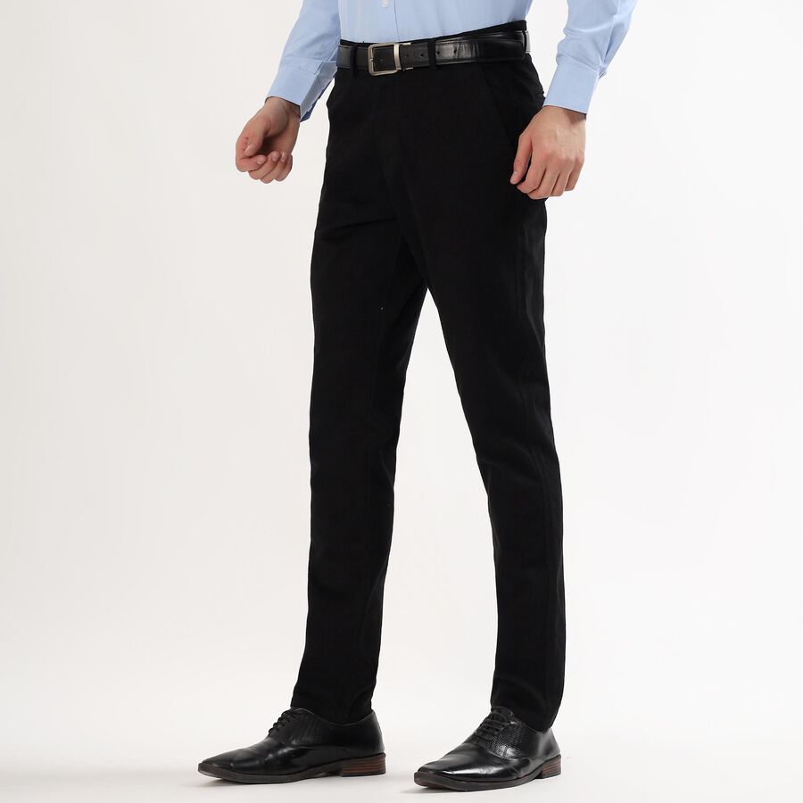 Men's Slim Fit Casual Trousers , Black, large image number null