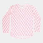 Girls Regular Round Neck Top, हल्का गुलाबी, small image number null