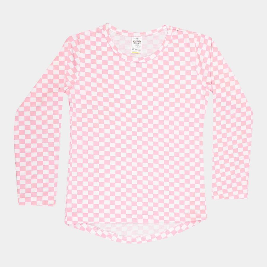 Girls Regular Round Neck Top, हल्का गुलाबी, large image number null