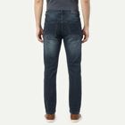 Men's Navy Blue Slim Fit Washed Jeans, गहरा नीला, small