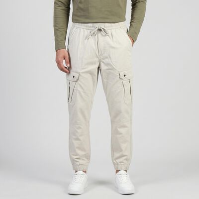 Men's Silver Slim Fit Cargo Trousers