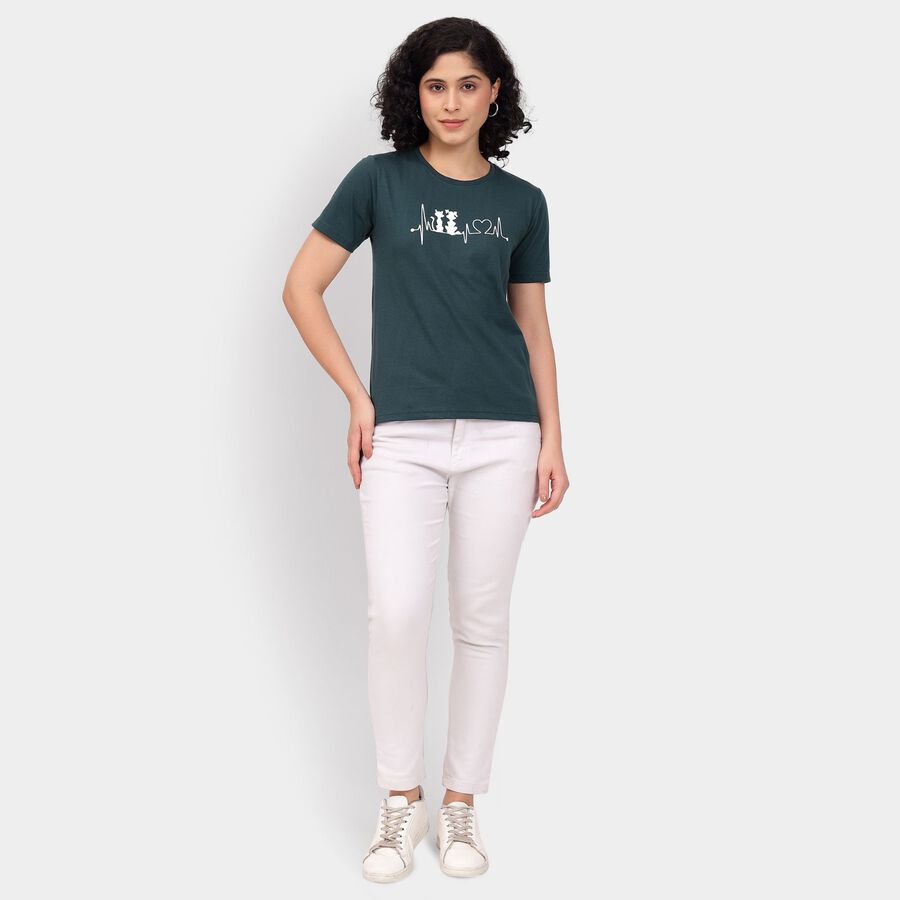 Ladies' Round Neck T-Shirt, Dark Green, large image number null
