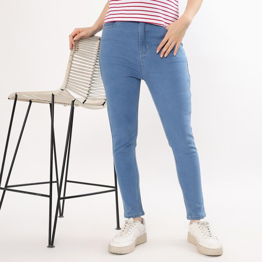 Ladies' Jeans, मध्यम नीला, large