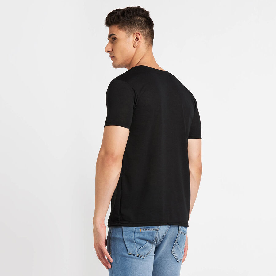 Round Neck T- Shirt, Black, large image number null
