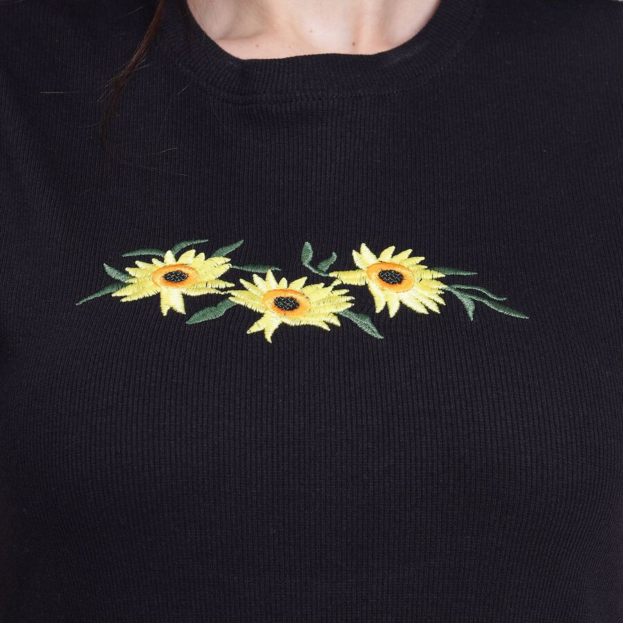 Ladies' Round Neck T-Shirt, Black, large image number null
