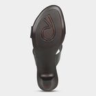 Women's Jet Black Buckle Strap Heeled Sandals, काला, small image number null