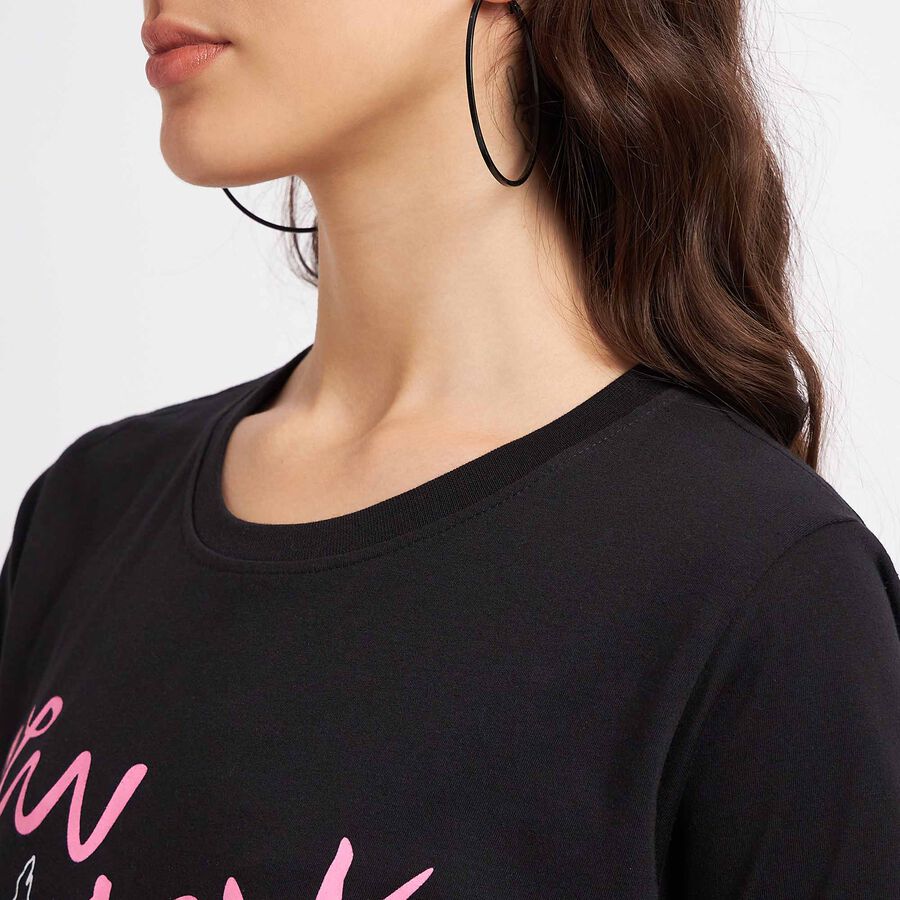 Round Neck T-Shirt, Black, large image number null