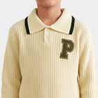Boys Cream Polo Neck Knitted Pullover, ऑफ व्हाइट, small