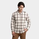 Men's Brown Cotton Long Sleeve Spread Collar Casual Shirt, भूरा, small