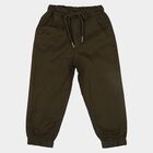 Boys' Olive Green Regular Fit Drawstring Jogger Trousers, ओलिव, small