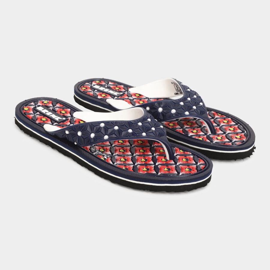 Womens Emboss Sliders, Navy Blue, large image number null