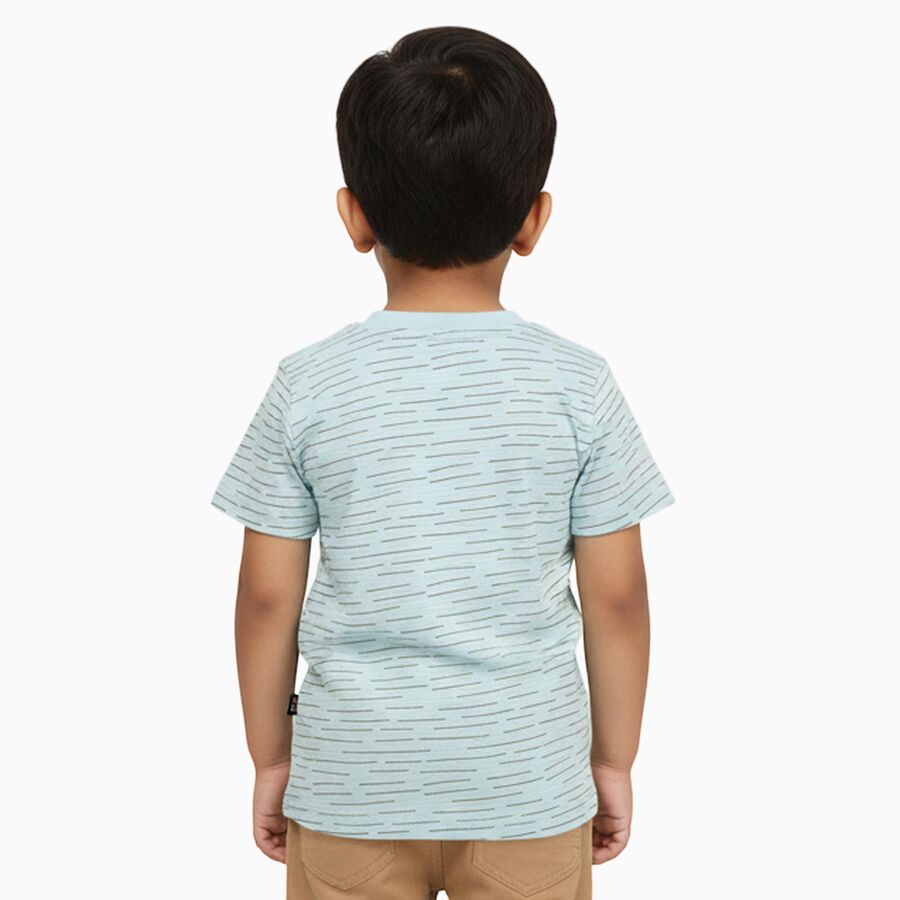 Boys Light Blue Cotton Round Neck Casual T-Shirt, एक्वा, large