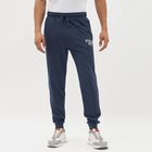 Men's Deep Navy Blue Regular Fit Logo Track Pants, Melange Blue, small image number null