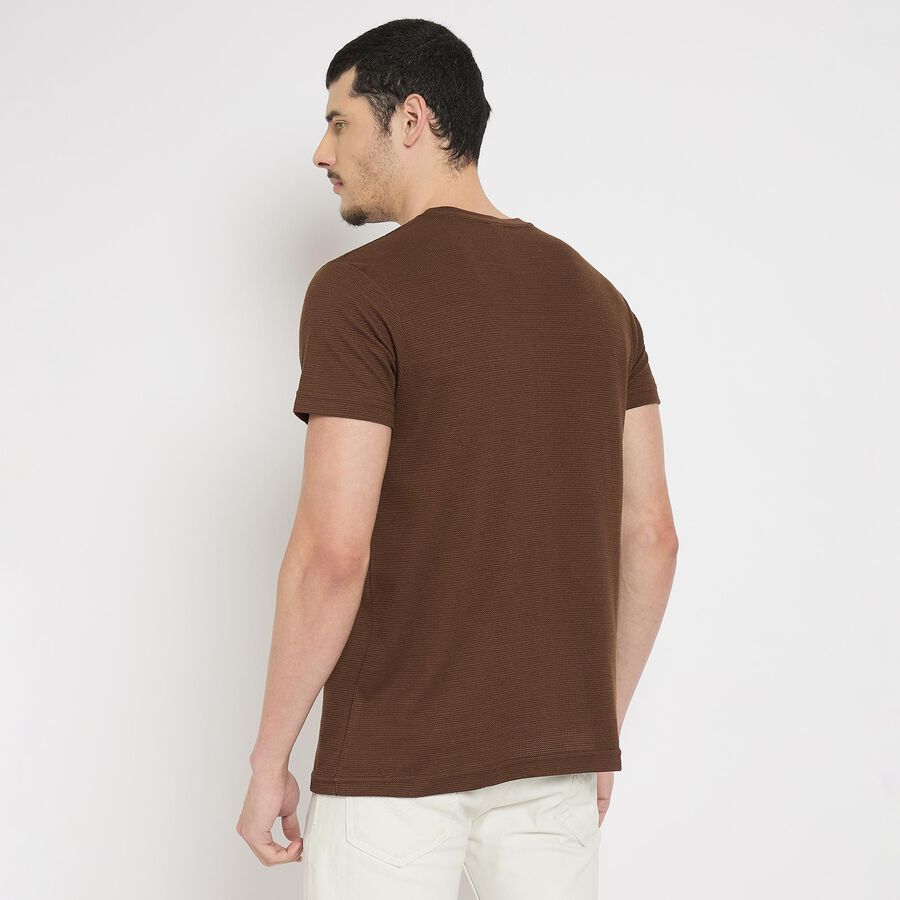 Men's Round Neck Half Sleeves T-Shirt , Brown, large image number null