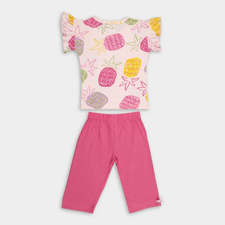 Girl's Cotton Capri Set, हल्का गुलाबी, large image number null