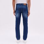 Men's Stonewashed Blue Slim Fit Five-Pocket Jeans, गहरा नीला, small image number null