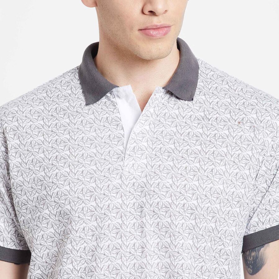 Printed Polo Shirt, गहरा ग्रे, large image number null