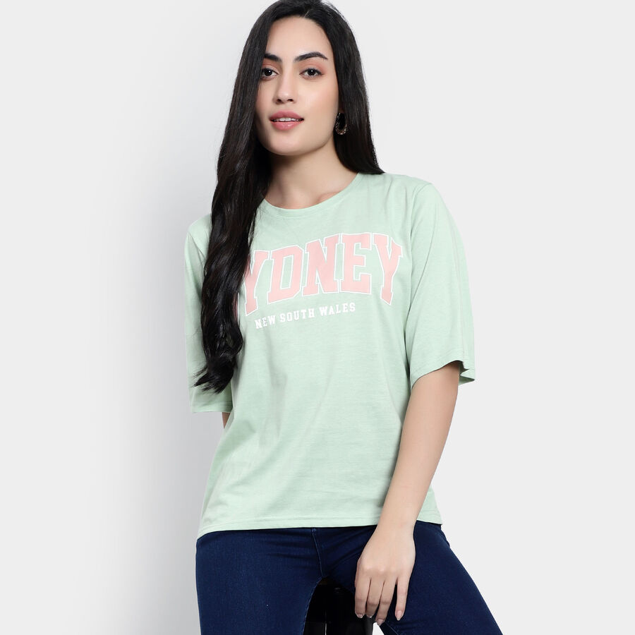 Round Neck T-Shirt, हल्का हरा, large image number null