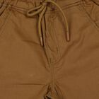 Boys' Brown Regular Fit Drawstring Jogger Trousers, Brown, small