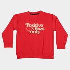 Girls' Coral Round Neck Pullover Sweatshirt, Coral, small