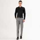 Men's Light Grey Slim Fit Flat-Front Formal Trousers, Light Grey, small