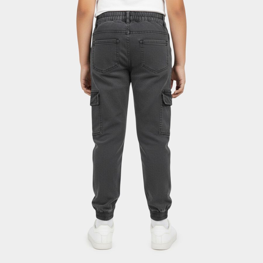 Boys' Grey Slim Fit Stretchable Jeans, Dark Grey, large