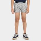 Boys Grey Regular Fit Printed Trunks, हल्का ग्रे, small