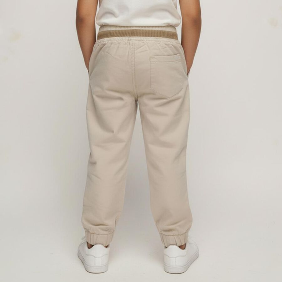 Boys Light Beige Regular Fit Jogger Trousers, गहरा पीला, large image number null