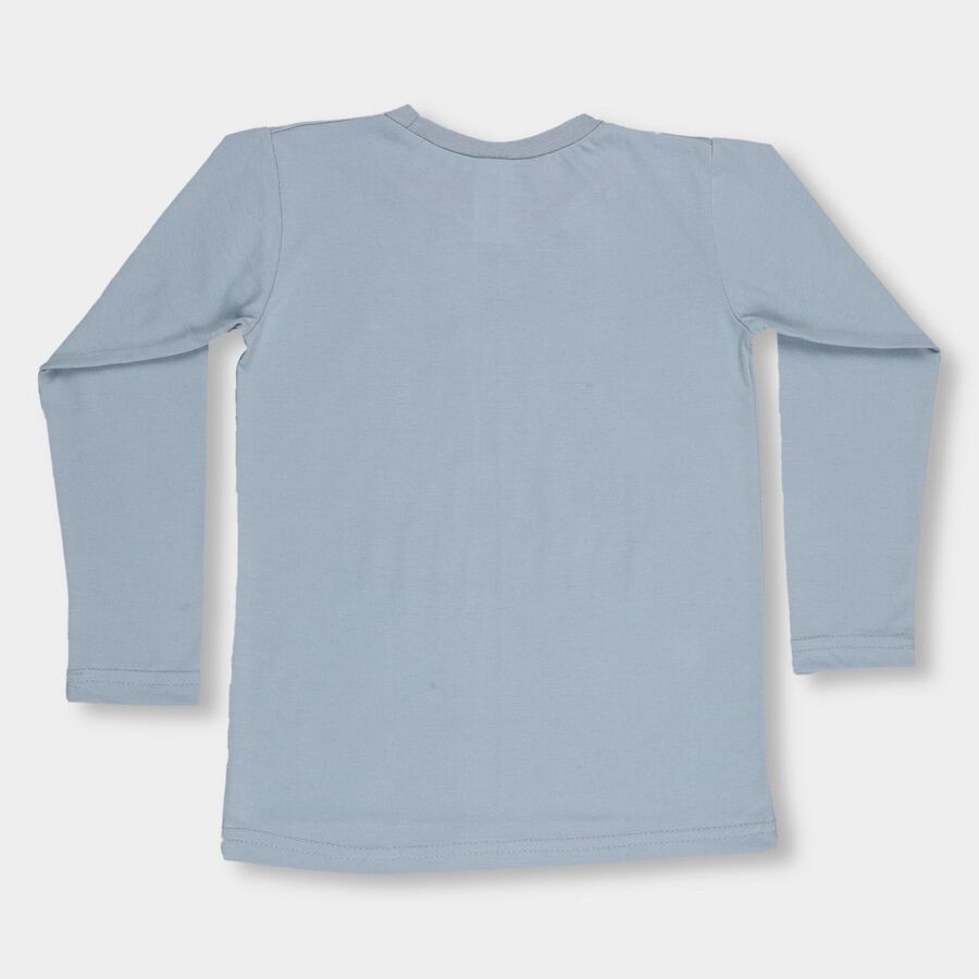 Boys Light Powder Blue Crew Neck Casual T-Shirt, Light Blue, large image number null