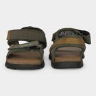 Men Olive Green Velcro Strap Strappy Sandals, Olive, small