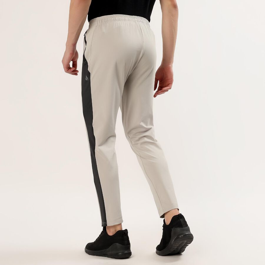 Men's Grey Slim Fit Contrast Panelled Track Pants, हल्का ग्रे, large