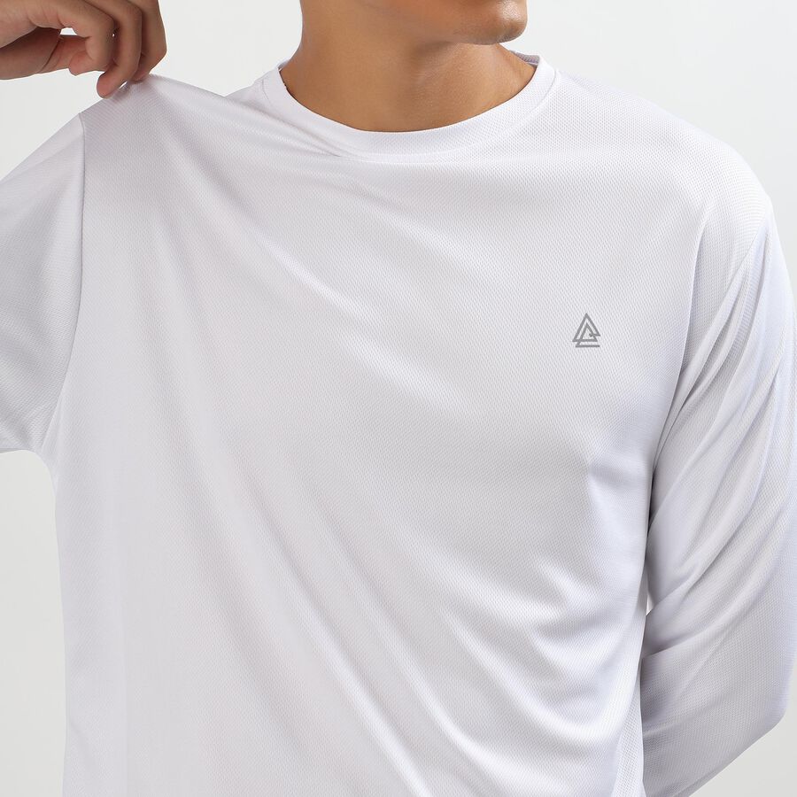Men's Bright White Crew Neck Casual T-Shirt, White, large image number null