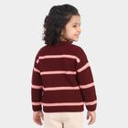 Girls Fuchsia Crew Neck Striped Pullover, Fuchsia, small