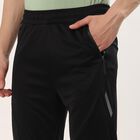 Men's Black Slim Fit Side Zip Pocket Paneled Track Pants, काला, small