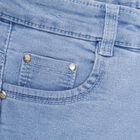 Girls Embellished Buttoned Regular Jeans, Ice Blue, small image number null