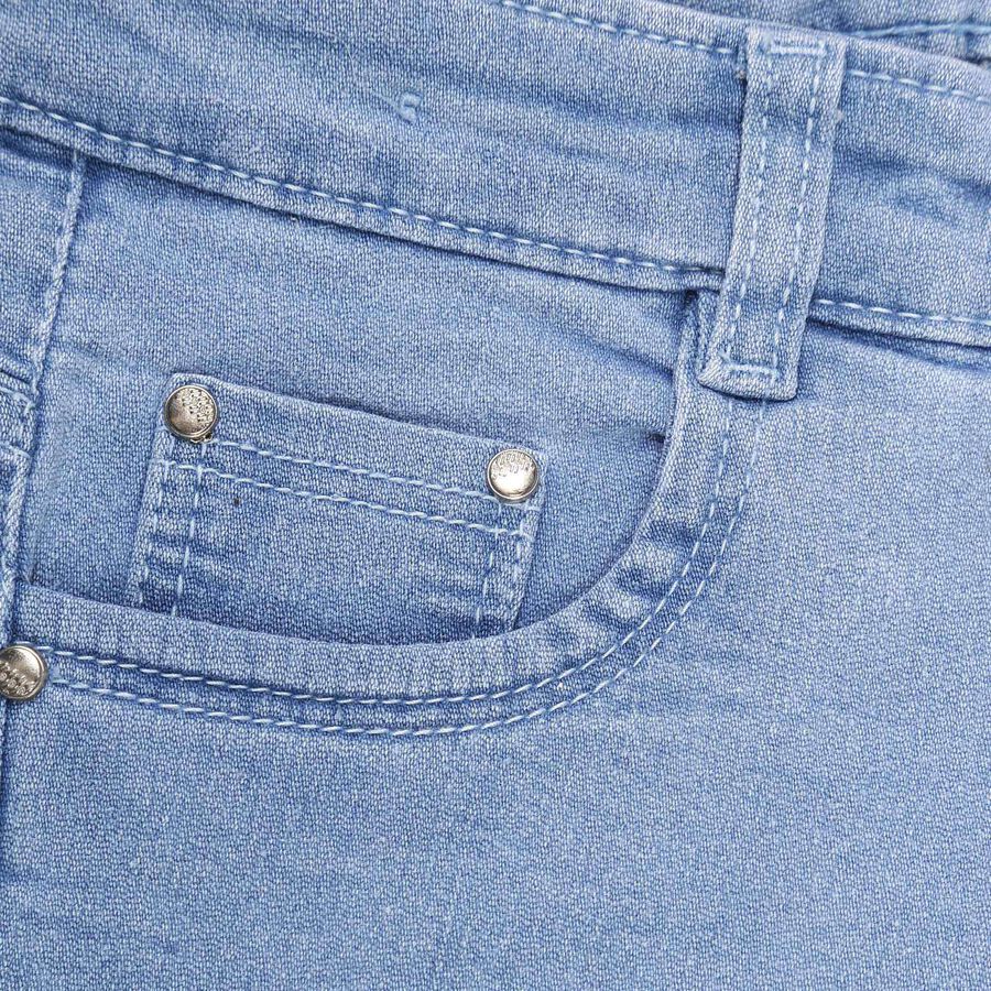 Girls Embellished Buttoned Regular Jeans, Ice Blue, large image number null