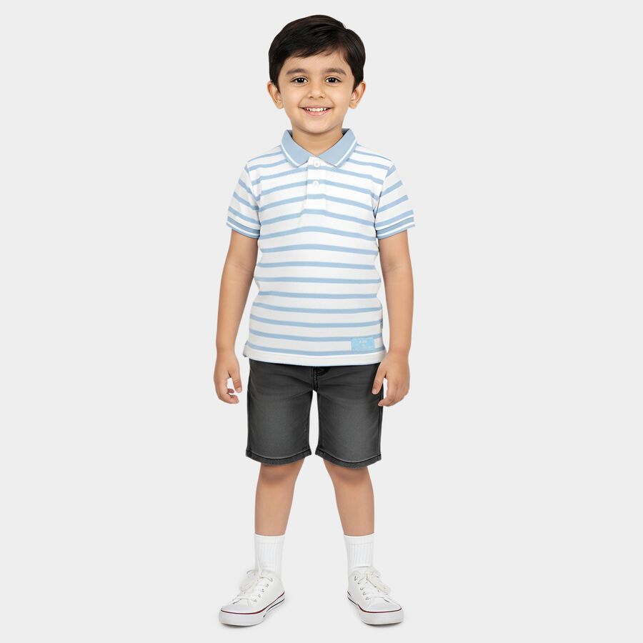 Boys Light Blue Round Neck Casual T-Shirt, हल्का नीला, large