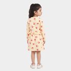 Girls' Cream Printed Fit and Flare Frock, Off White, small
