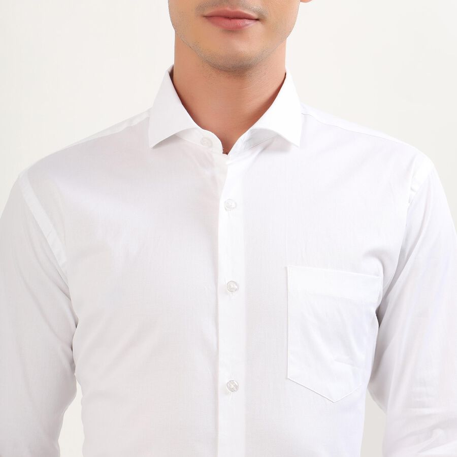 Men's Snow White Spread Collar Classic Formal Shirt, White, large