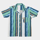 Boys' Green Cotton Camp Collar Casual Shirt, Light Green, small